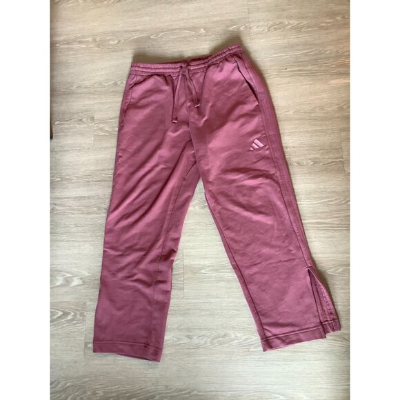 Adidas Preloved Crimson All Szn French Terry 3-Stripes Straight Leg  Women Sz L - Picture 2 of 6